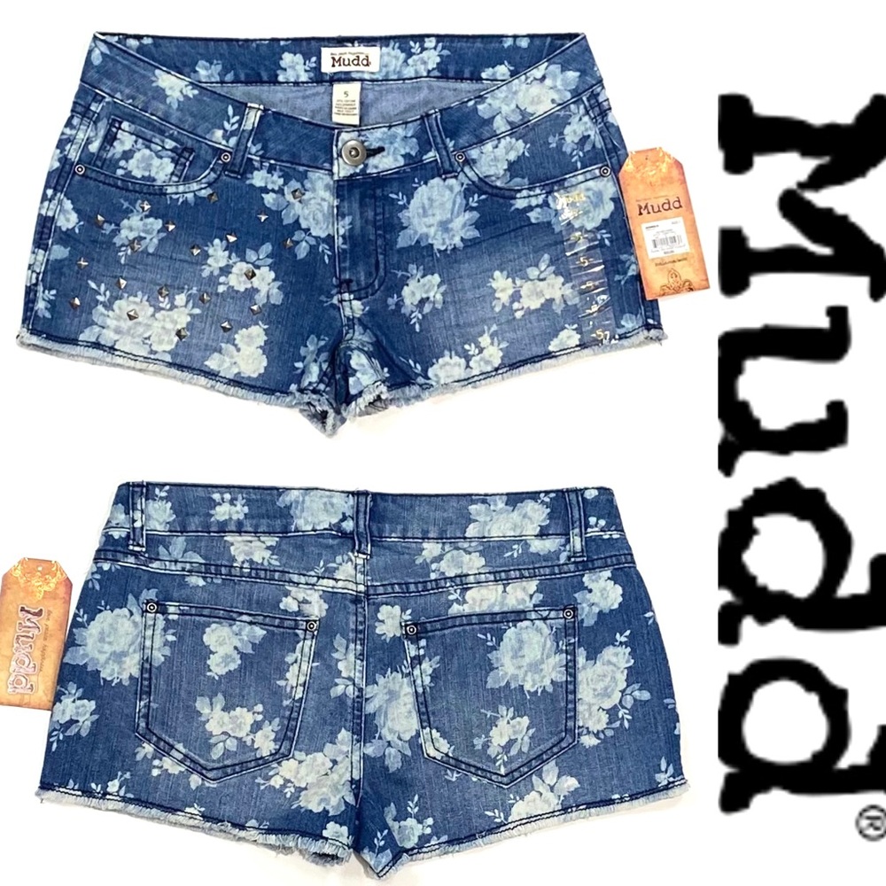 Mudd Floral Print Denim Shorts